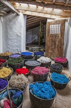 Dyed wool, country estate, open-air museum, La Granja, Esporles, Majorca, Balearic Islands, Spain, Europe