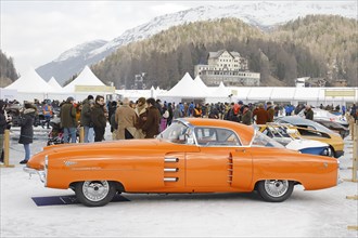 Lincoln Indianapolis Boano on the frozen lake, built 1955, The ICE, St. Moritz, Engadin, Switzerland, Europe