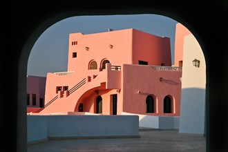 Colourful houses in Mina District, Mia Park, Old Port Doha, Qatar, Asia