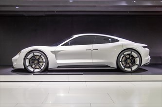 Porsche Mission E study. The sports car goes into series production as the Taycan. Porsche Museum, Automuseum, Stuttgart, Baden-Wuerttemberg, Germany, Europe