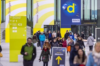 The Didacta trade fair is Europes largest education trade fair, crowds of visitors at the entrance to the exhibition halls, target groups are teachers and trainers at kindergartens, schools and univer...