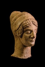 Votive figure of a female head, 4th century BC, Archaeological Museum in the former Order Hospital of the Knights of St John, 15th century, Old Town, Rhodes Town, Greece, Europe