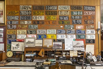 Kinsley, Kansas, The Edwards County Historical Society Museum, Kansas license plates are on display