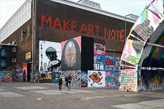 Container art and graffiti next to the Straat Museum, NDSM Plein, Amsterdam, Netherlands