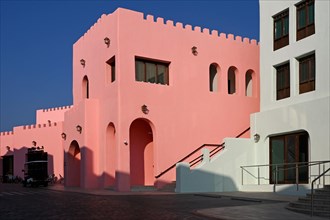 Colourful houses in Mina District, Mia Park, Old Port Doha, Qatar, Asia