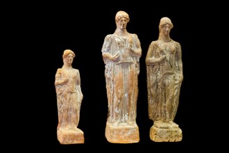Female terracotta figures, 450 B.C., Archaeological Museum in the former Order Hospital of the Knights of St. John, 15th century, Old Town, Rhodes Town, Greece, Europe