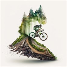 Mountain biker in the forest