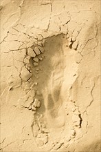 Footstep traces on dry sand