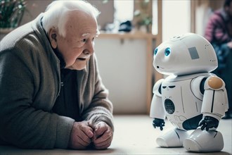 Cute nursing robot talks to a sceptical