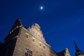 Moon at blue hour over Merseburg Castle
