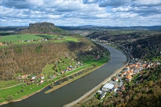 View from Koenigstein Fortress of the River Elbe and the Lilienstein