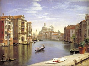 View of the Grand Canal in Venice. In the background S. Maria della Salute