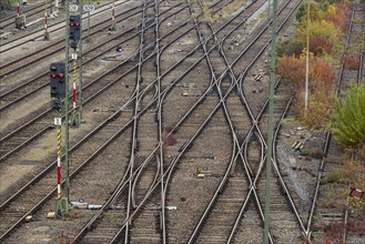 Railway line with many points