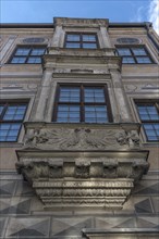 Double bay window with double eagle at the Maximilian Museum