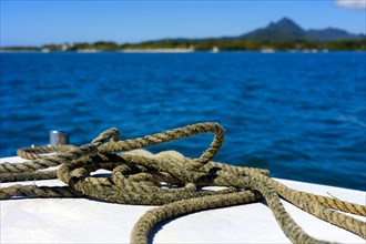 Rope lying on the bow of a boat