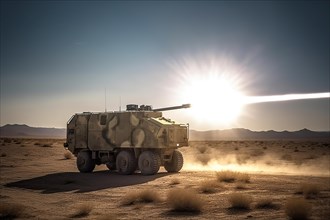 Military vehicle fires laser cannon at missile