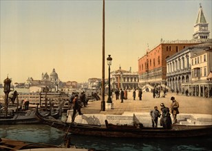 The front of the Doges Palace in Venice around 1850