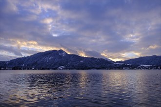 Winter and sunset at Lake Tegernsee