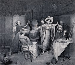 Witches putting a creature into a boiling cauldron