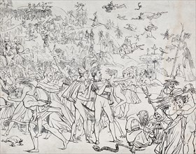 Two men amidst the orgies of a witches sabbath