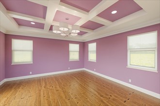 Beautiful lilac custom master bedroom complete with fresh paint