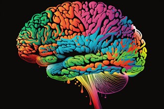 Illustration of a human brain in bright colours