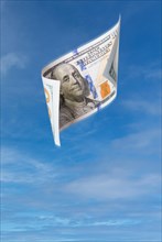 Falling or floating $100 bills United States currency