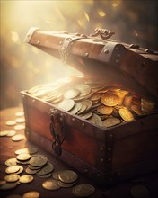 Treasure chest full of gold coins