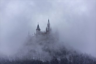 Hohenzollern Castle in fog