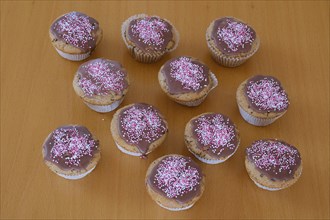 Homemade muffins with colourful sprinkles