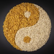 Yin Yang from cornflakes and oatmeal