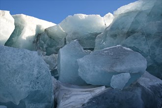 Ice formations in early spring on the Russell Glacier