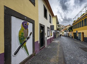 Street with painted house wall