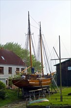 Sailing ship in a small shipyard in Toenning