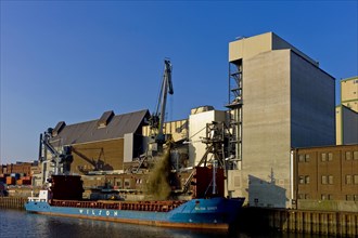 General cargo vessel Wilson Dover in the timber and factory harbour