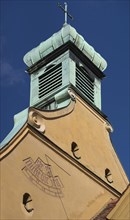 Sundial on the tower of St. Marks Church in the Jakob Fugger Settlement