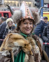 Viking mask with fox fur at the carnival in the city of Rijeka