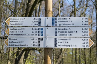 Signpost for hikers at the Externsteine