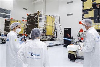 Construction of weather satellites at space company OHB in Bremen. Bremen