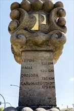Postal milestone column in the centre of Potsdam at the Lange Bruecke