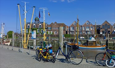 Bicycles parked at the harbour of Neuharlingersiel