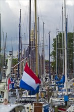 Sport boats in the Vluchthaven of Hoorn. In the background the Hoofdtoren