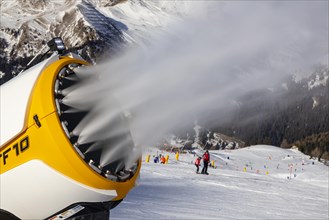 Snow cannon in the Val Gardena Dolomiti Superski South Tyrol ski area