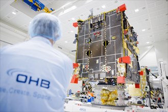 Construction of weather satellites at space company OHB in Bremen. Bremen