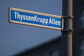 Street sign ThyssenKrupp Allee