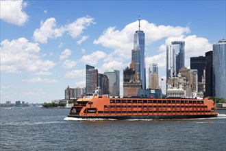 Staten Island Ferry in front of One World Trade Center on the East River
