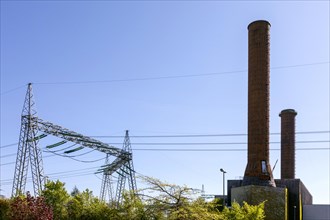 High-voltage power lines at Brunsbuettel nuclear power plant