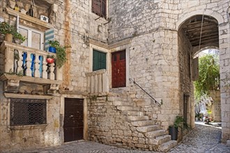 Picturesque medieval house in the historic Old Town of Trogir along the Adriatic Sea