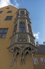 Historic bay window on the house of the Jakob Fugger estate