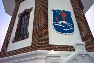 Water tower with island coat of arms